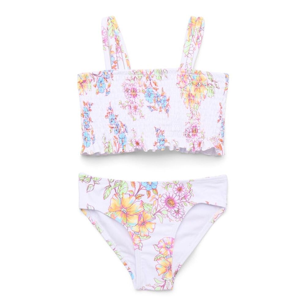 🌻Jessica Simpson Girls Infant 12 Month Smocked Ruffle Hem 2pc Swim Set NWT
